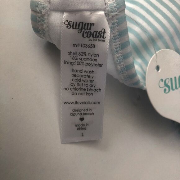 NWT Sugar Coast Large Blue Stripe Bikini Swim Top Removeable Padding #2407 - Picture 10 of 10